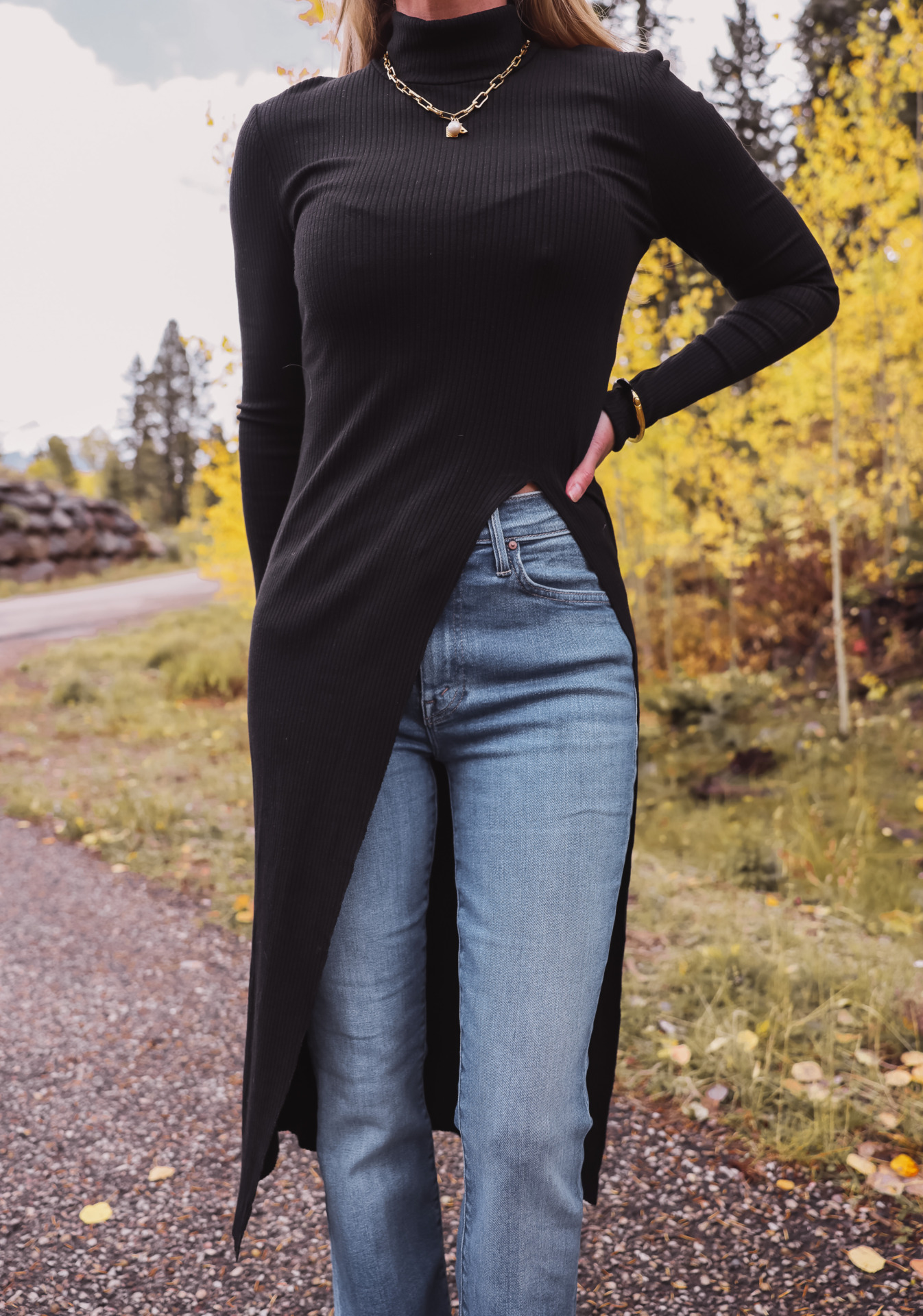 Slit Turtleneck Sweater Affordable Fall Sweaters